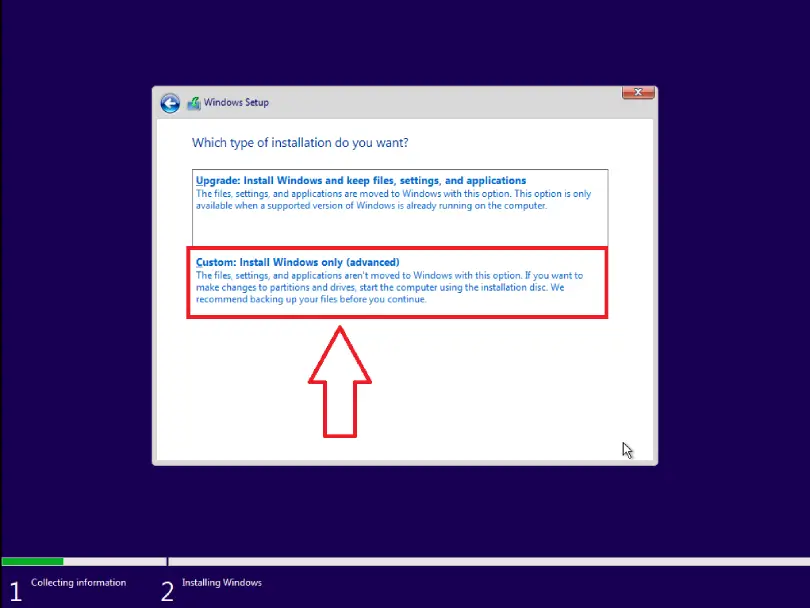 انتخاب نوع نصب