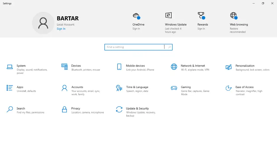 وارد شدن به تنظیمات